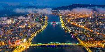 Da Nang in the fog of clouds